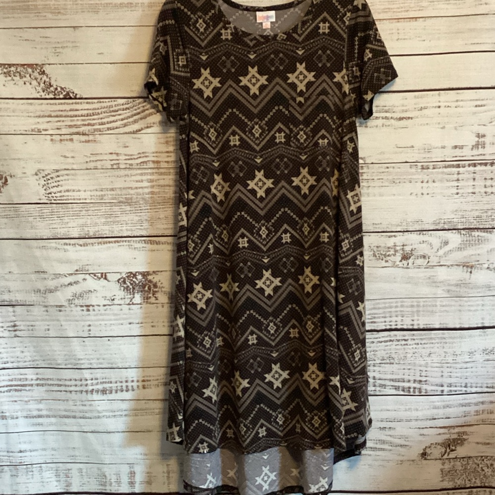 LuLaRoe Brown and Tan Carly Hi Low Dress